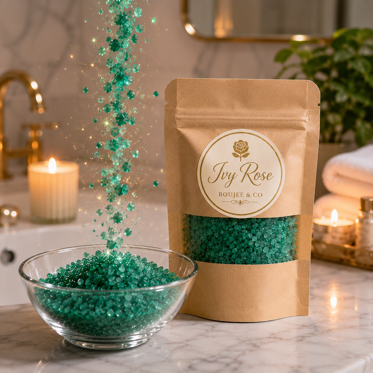 Blush Rose luxury bath salts with rose petals
