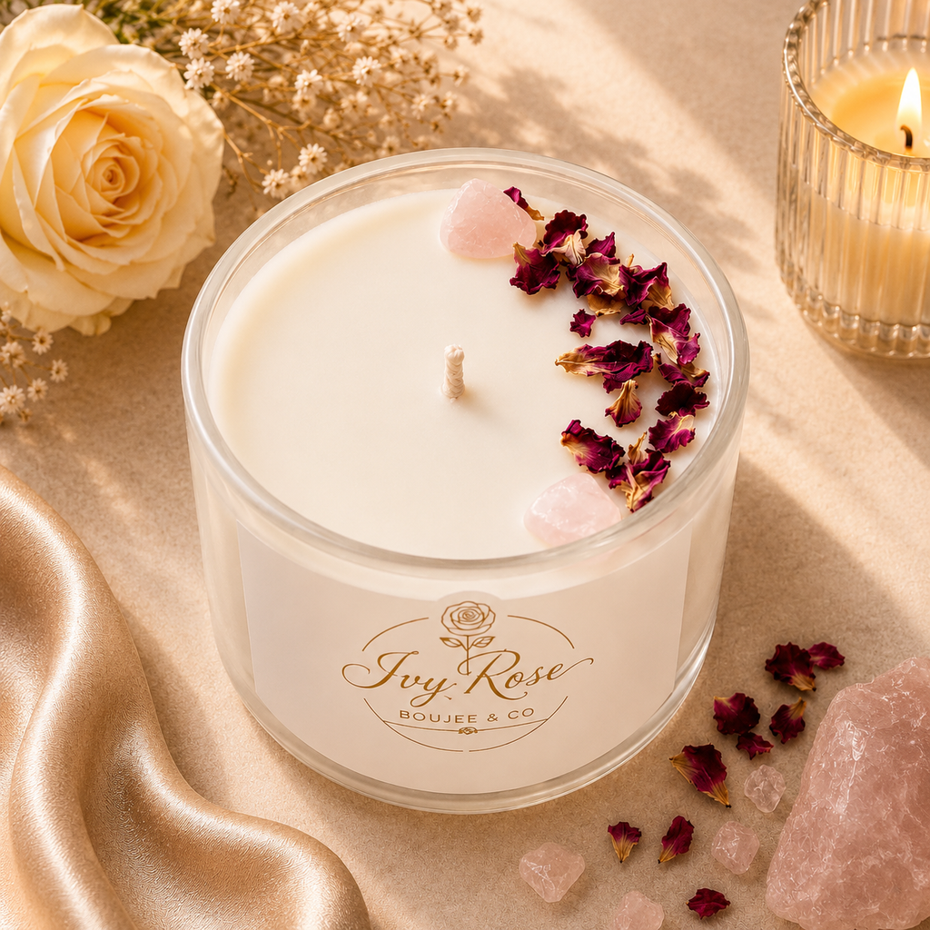 Luxe Crystal Rose Petal Candle