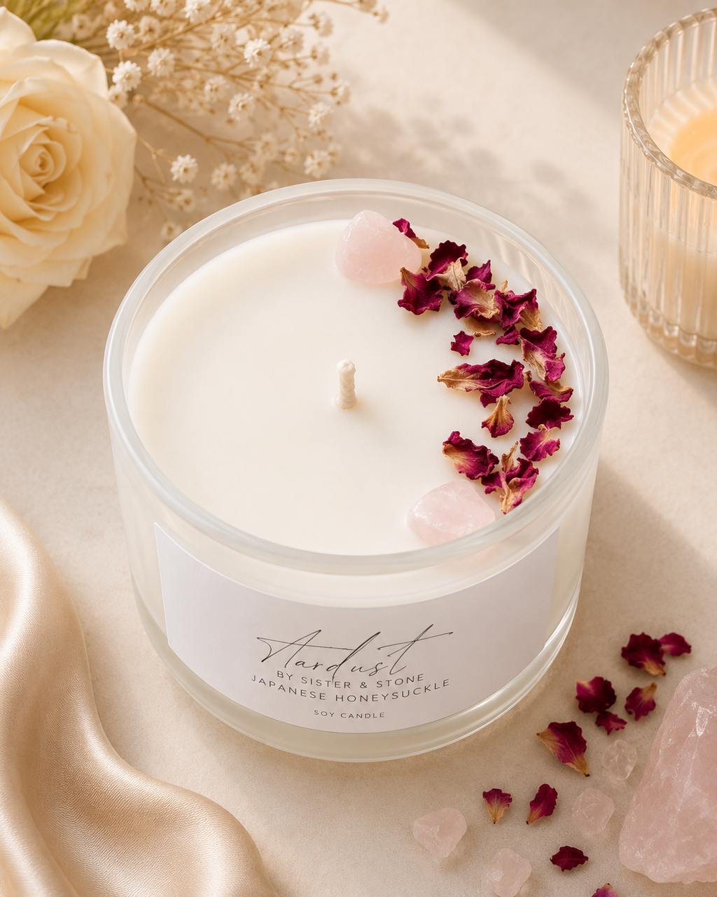 Luxe Crystal Rose Petal Candle