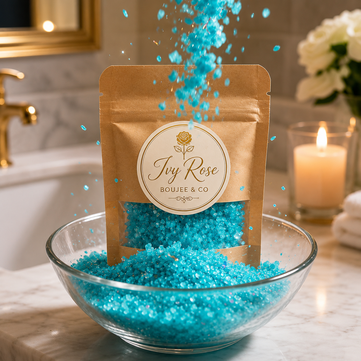 Eucalyptus Spa aromatherapy bath salts in premium pouch