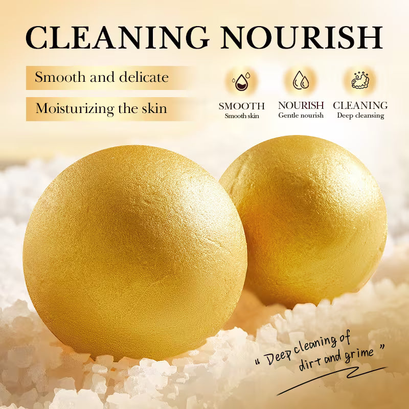 Luxury gold bath bomb nourishing skincare product with rose fragrance