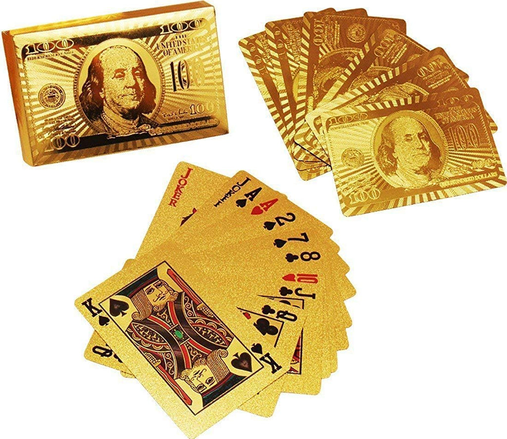 Luxury gold playing cards displayed in fan arrangement