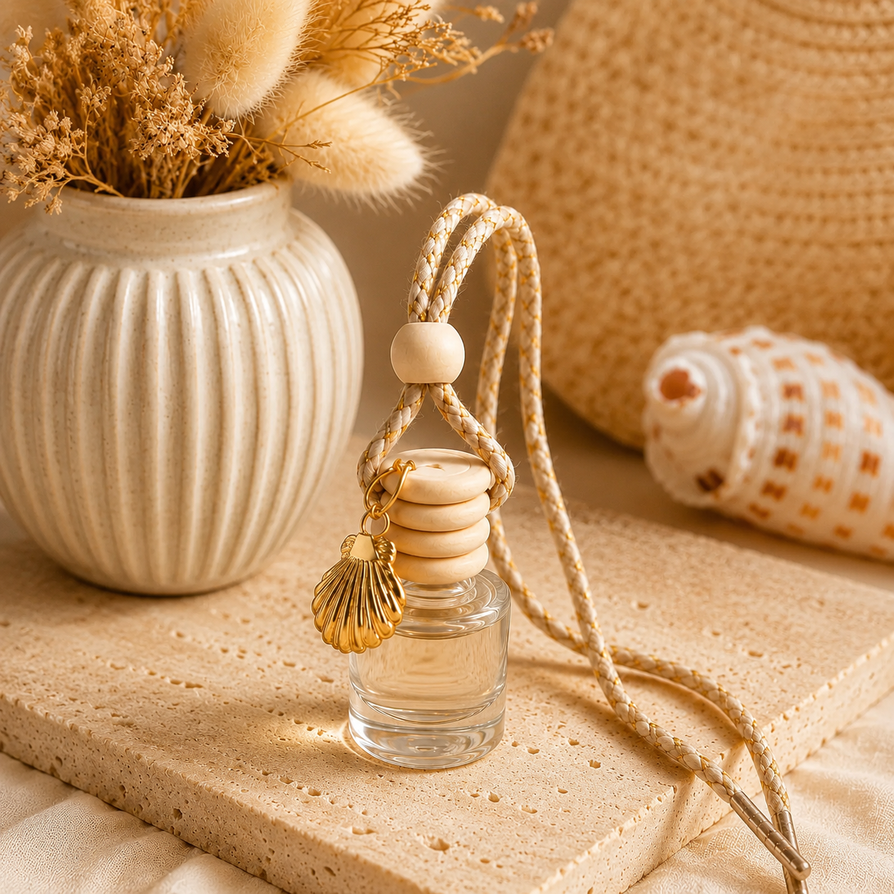 Luxury hanging air freshener displayed with premium accessories