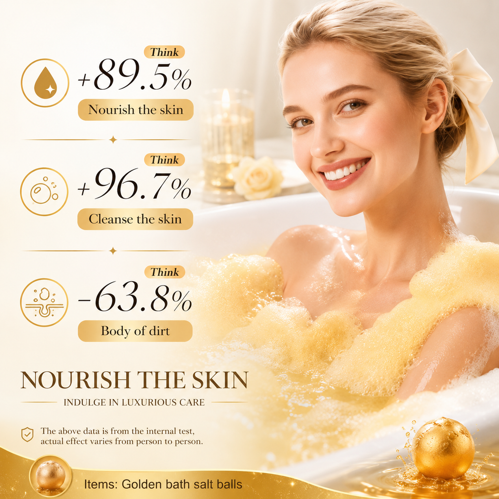 Woman enjoying a luxurious bath with Luxury Gold Bath Bomb