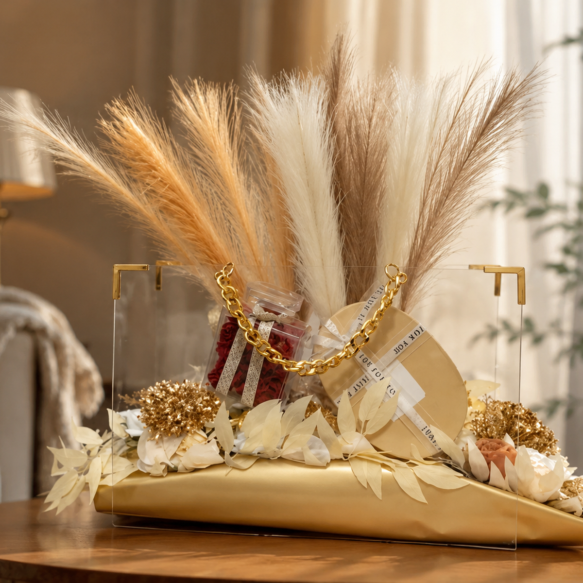 Luxury Gold Chain Rose Flower Bag